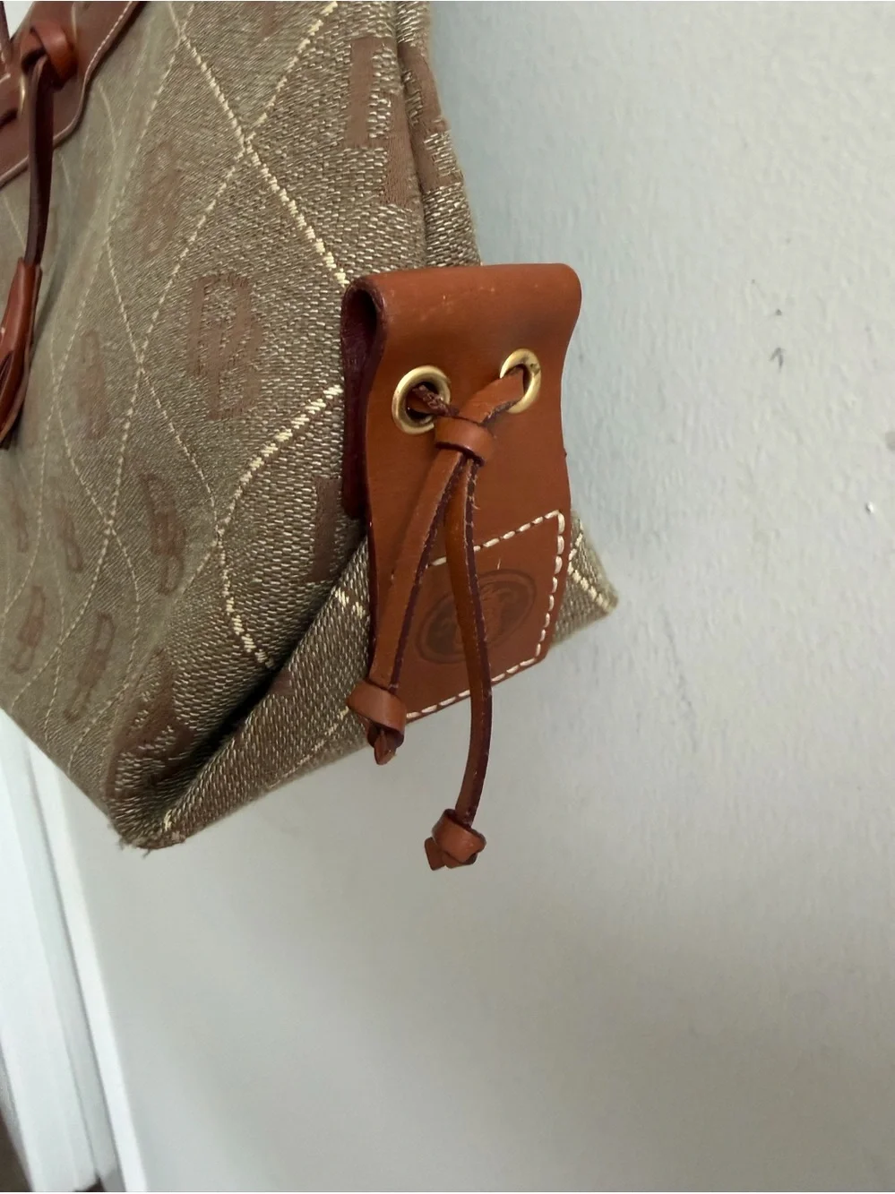 Dooney‎ and Bourke Signature Canvas Monogram Tote Brown Tan